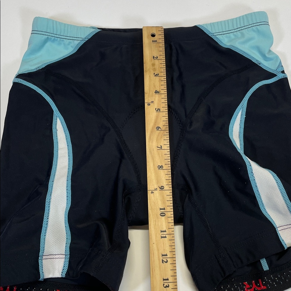 TYR Womens Padded Cycling Shorts Black Blue Bike Shorts Size Large - Picture 8 of 9